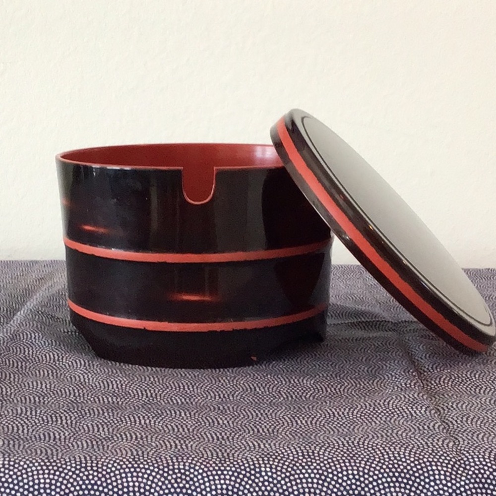 Large Japanese Lacquer Covered Dish.